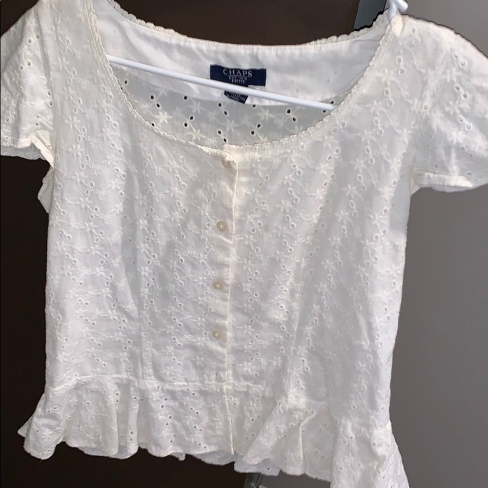 chaps white short sleeve shirt